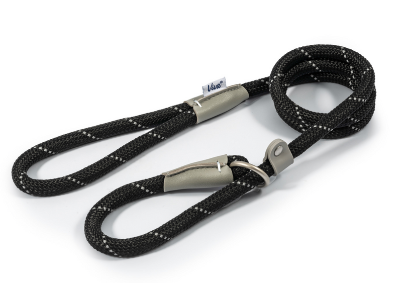 Ancol Viva Black Nylon Rope Slip lead 12mm X 150cm