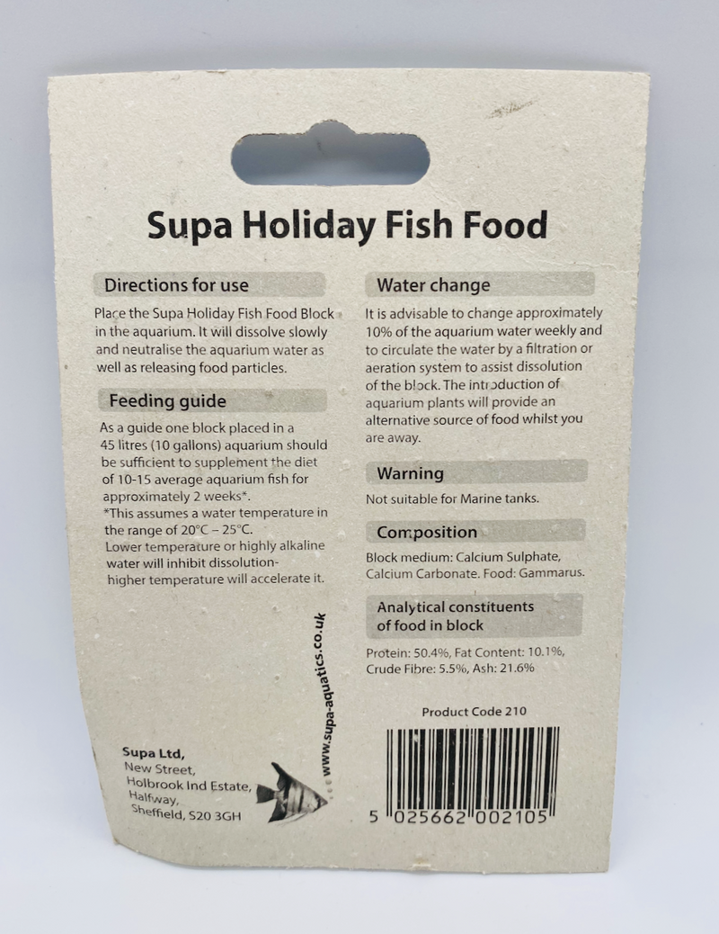 SUPA VACATION / HOLIDAY FISH FOOD TROPICAL COLDWATER 14 DAYS FEED